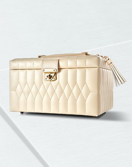 WOLF leather jewellery case on a blueish-white background.